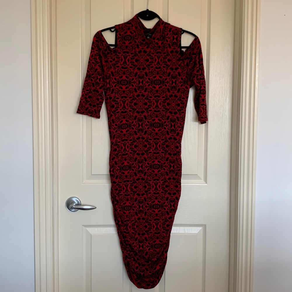 Mock neck midi bodycon dress